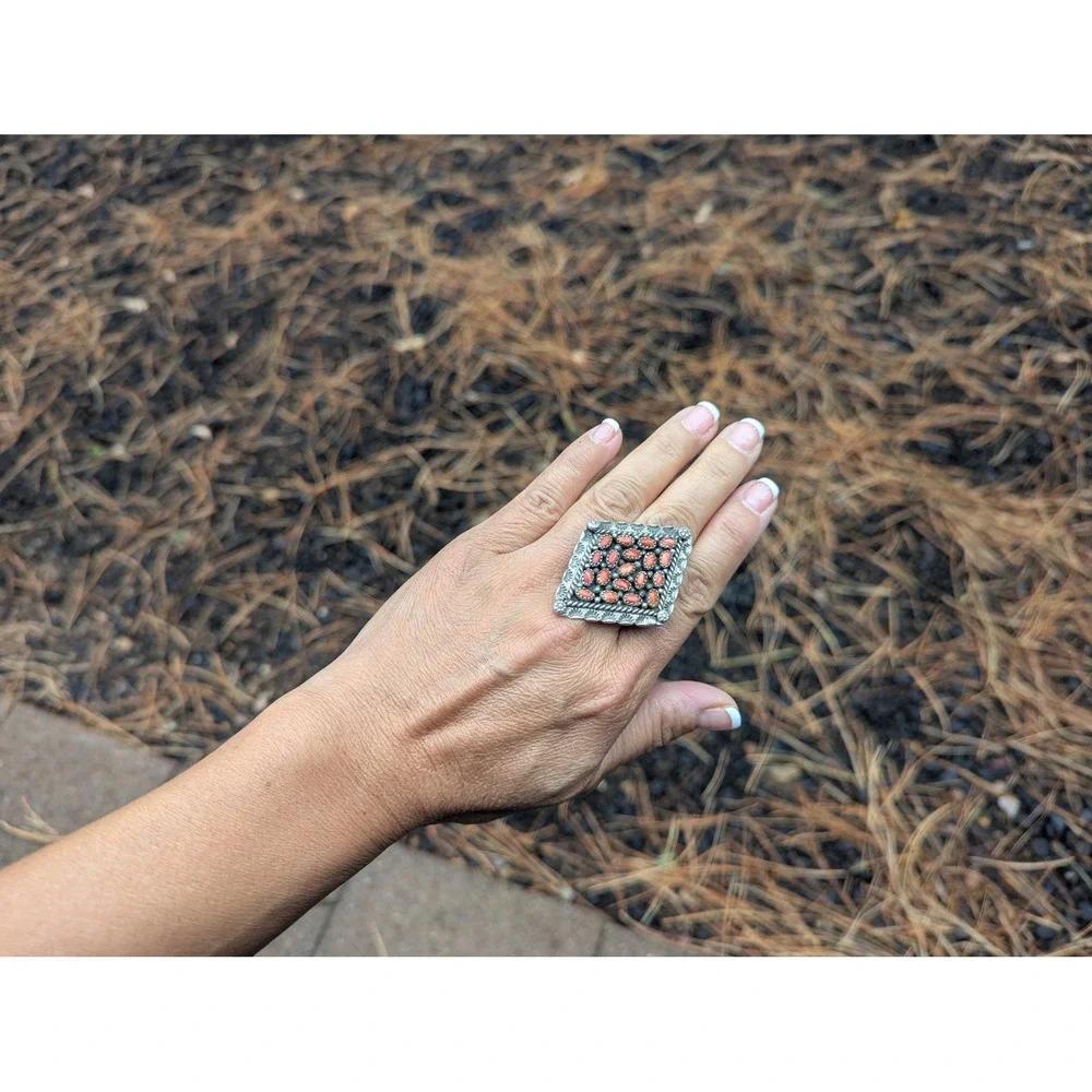 Vtg Navajo Ring‎ Marked Sterling Native Am Women's Jewelry Adjustable ***